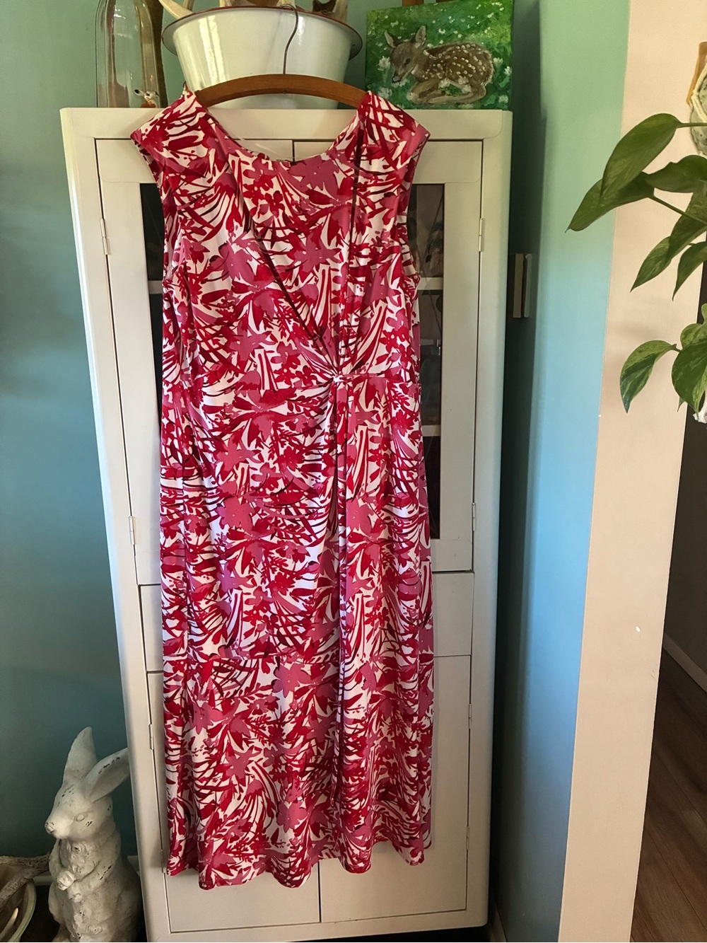 Lane Bryant sz 18-20 Pink and White Floral Maxi Dress euc